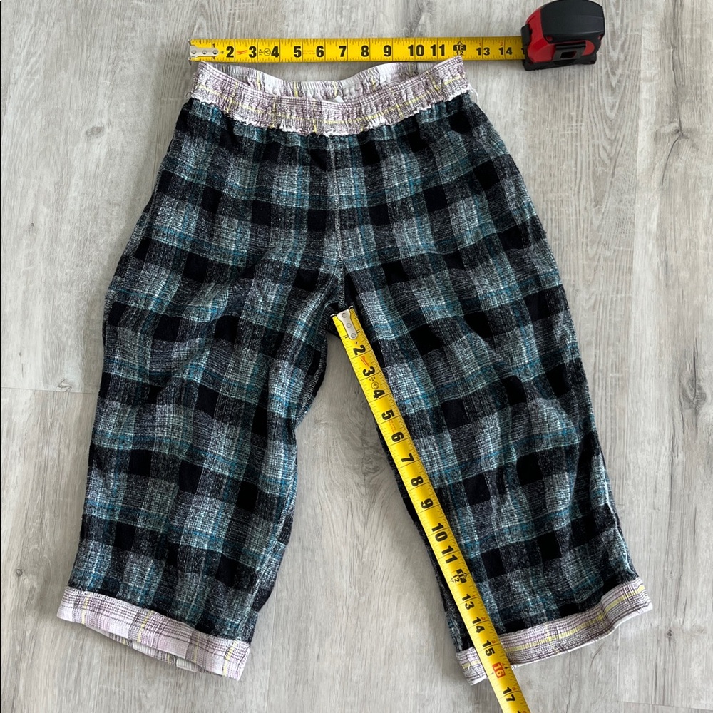 Free People Intimately Flannel Button Shirt Oversized Plaid Capri Pants Set S XS - Picture 12 of 16